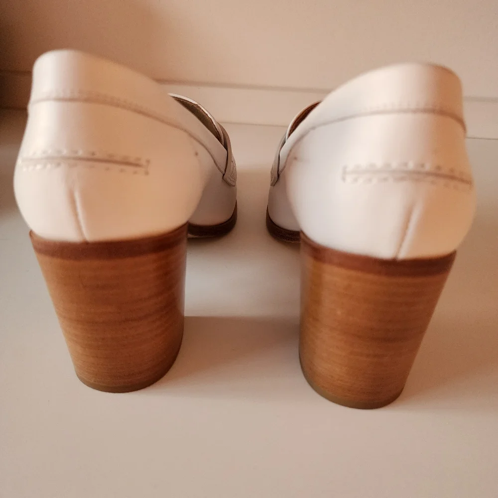 Hermès Dauphine 70 Loafer Blanc Calfskin with Rose Gold-plated Buckle sz 37.5 - Picture 9 of 16